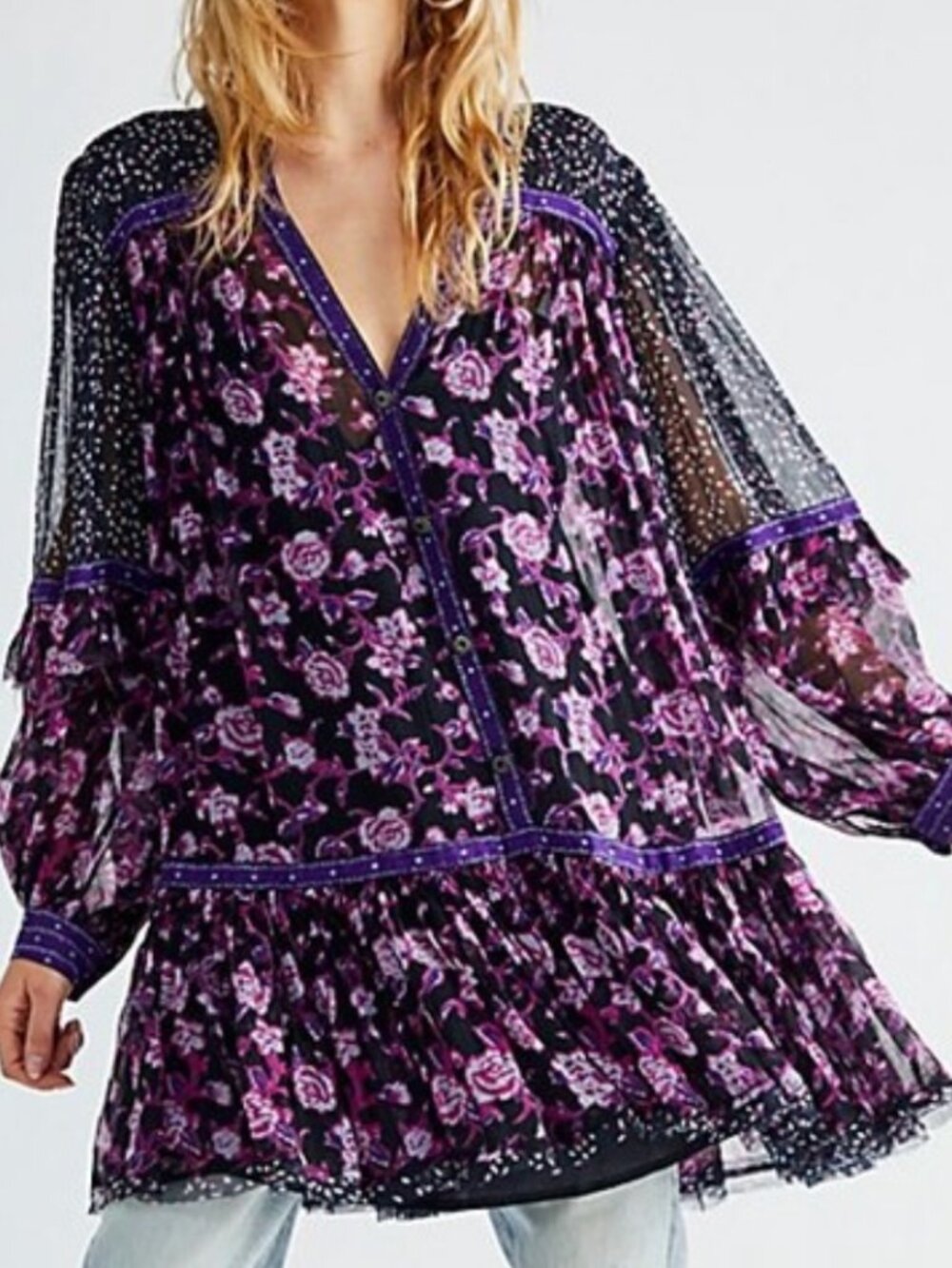 Free People Rosebud Print Mix Mini Dress – Size XS